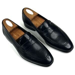 Vellapais Galano Mens Black Leather Penny Loafer Dress Shoes Sz. 9 MSRP $299 New
